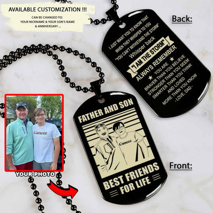 TM12 - Dad Son- Alway remember you are braver than you believe - Dog Tag Two Side- Dragon Ball - Viking-Dad Son- Family