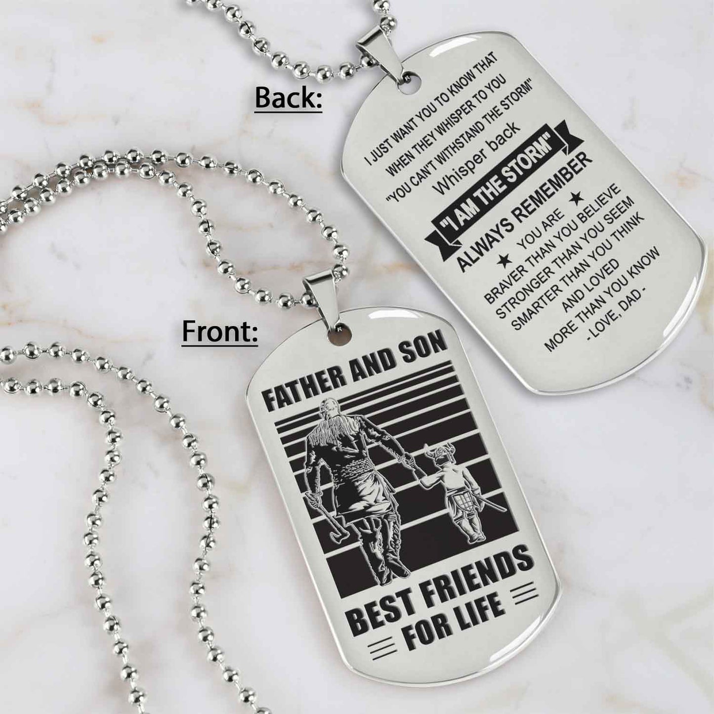 TM12 - Dad Son- Alway remember you are braver than you believe - Dog Tag Two Side- Dragon Ball - Viking-Dad Son- Family