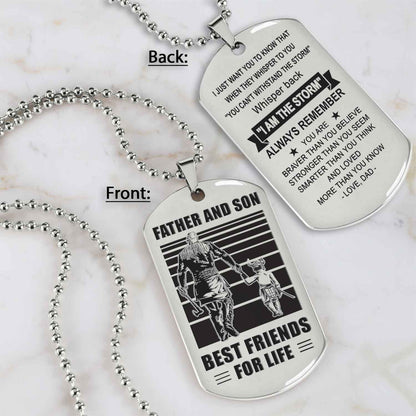 TM12 - Dad Son- Alway remember you are braver than you believe - Dog Tag Two Side- Dragon Ball - Viking-Dad Son- Family