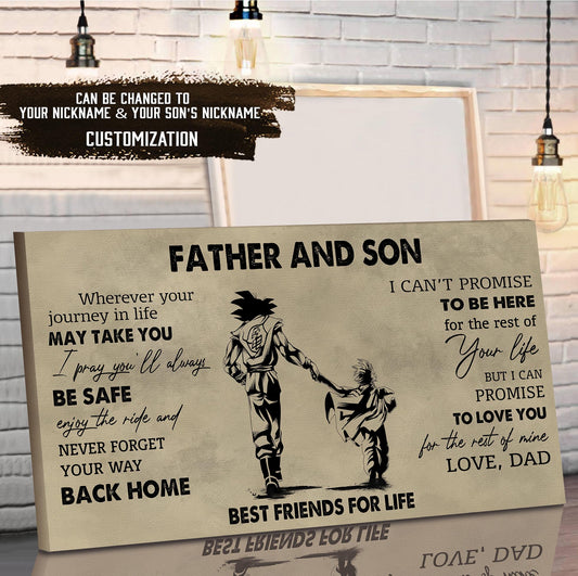 (NV2) TO MY SON-FATHER AND SON- NEVER LOSE- DRAGON BALL - GOKU - FAMILY -CANVAS POSTER