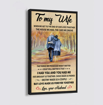( QH424) Carl & Ellie-UP - TO MY WIFE - I HAD YOU AND YOU HAD ME - CANVAS - POSTER