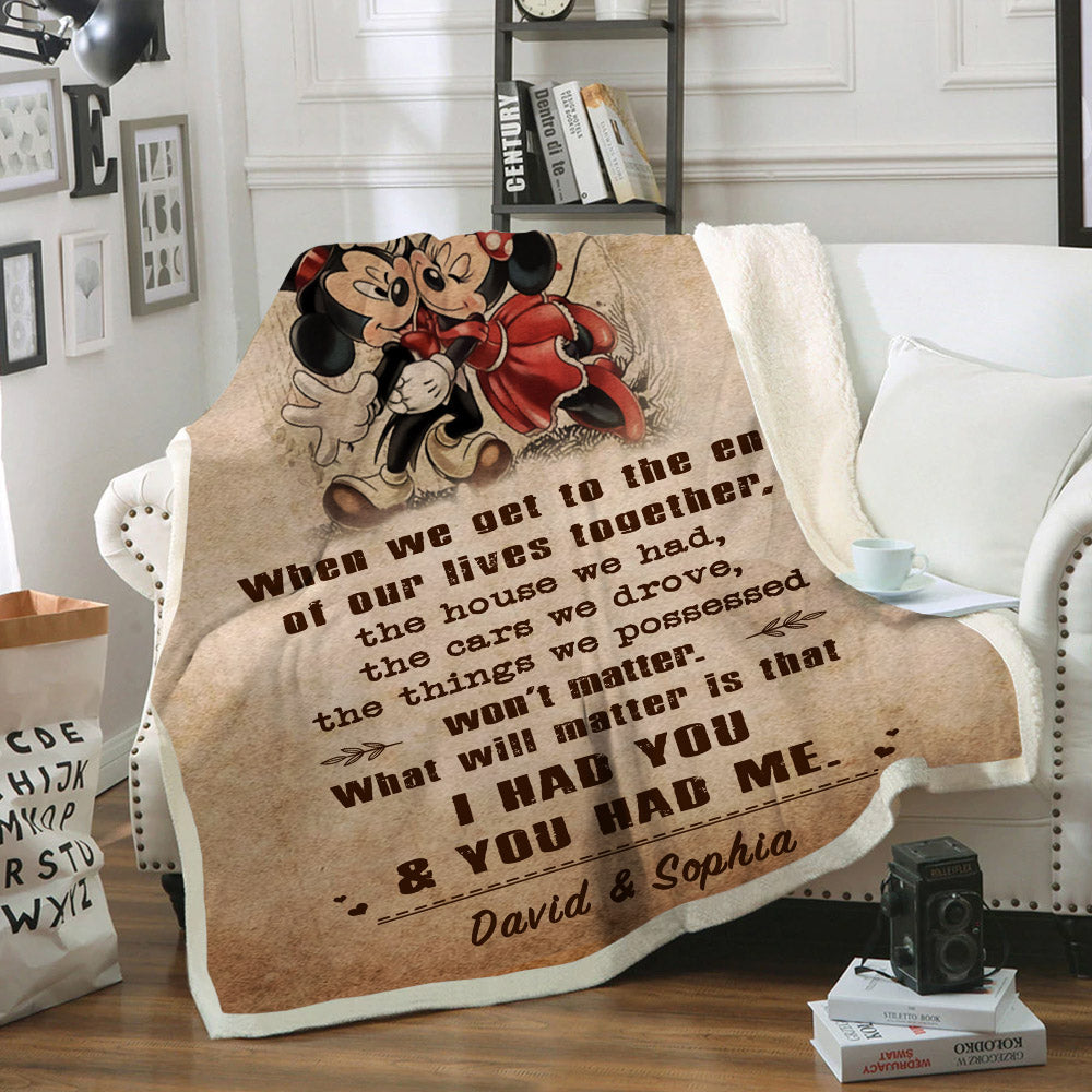 (C1) Carl & Ellie-UP (2009 film) - TO MY WIFE-I HAD YOU AND YOU HAD ME-BLANKET- CANVAS - POSTER -FAMILY- MICKEY-VIKING