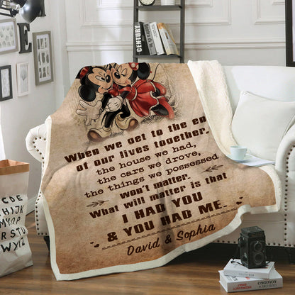 (C1) Carl & Ellie-UP (2009 film) - TO MY WIFE-I HAD YOU AND YOU HAD ME-BLANKET- CANVAS - POSTER -FAMILY- MICKEY-VIKING