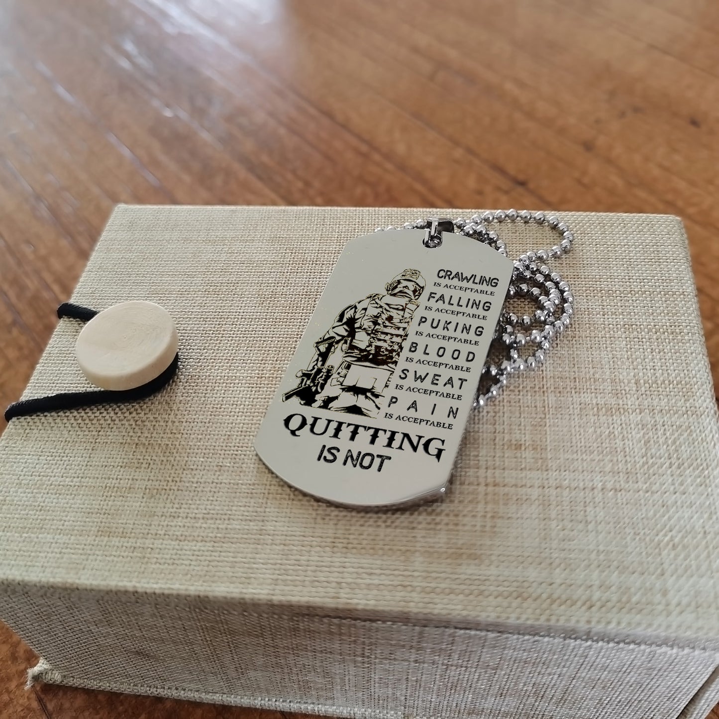 QT1 Dog Tag Two Side - Quitting Is Not- Dragon ball - Goku Vegeta- Soldier - Naruto - Engraved Dog Necklace All Style