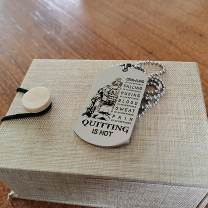 QT1 Dog Tag Two Side - Quitting Is Not- Dragon ball - Goku Vegeta- Soldier - Naruto - Engraved Dog Necklace All Style