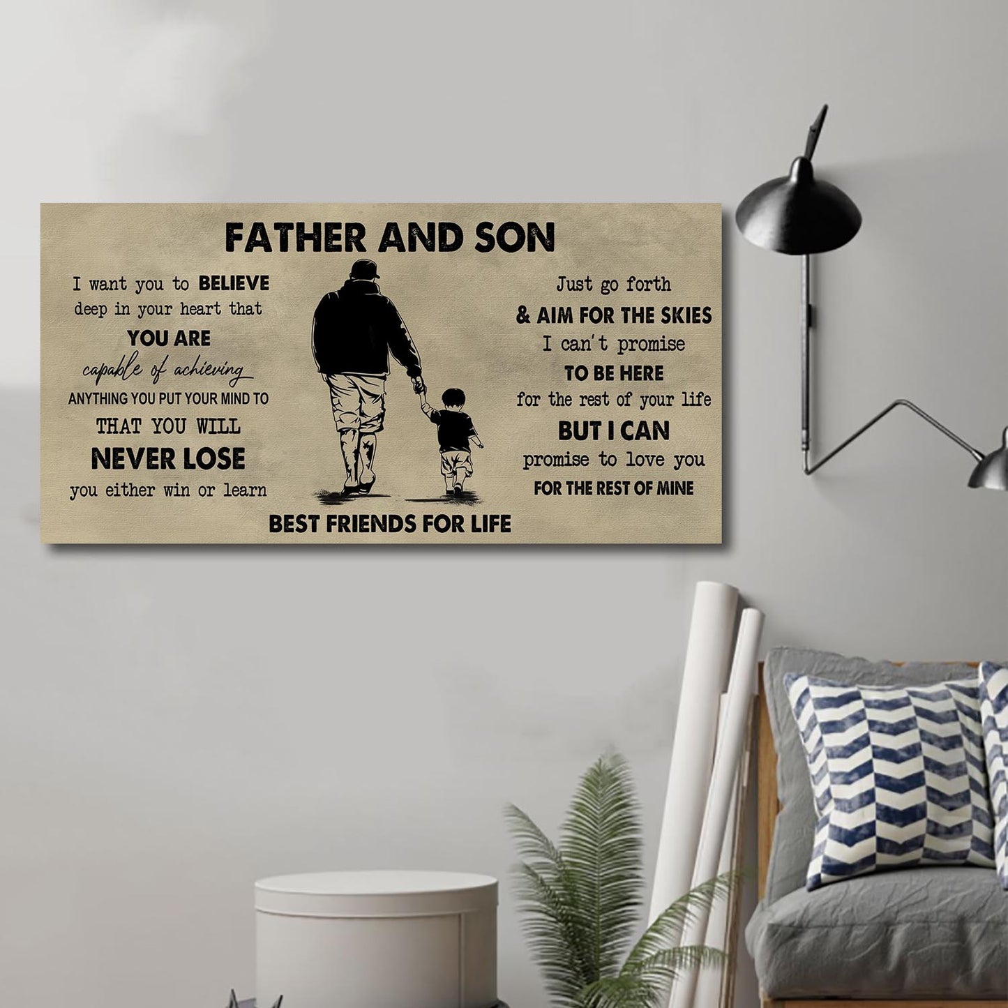 (NV1) TO MY SON-FATHER AND SON- NEVER LOSE- DRAGON BALL - GOKU - FAMILY -CANVAS POSTER