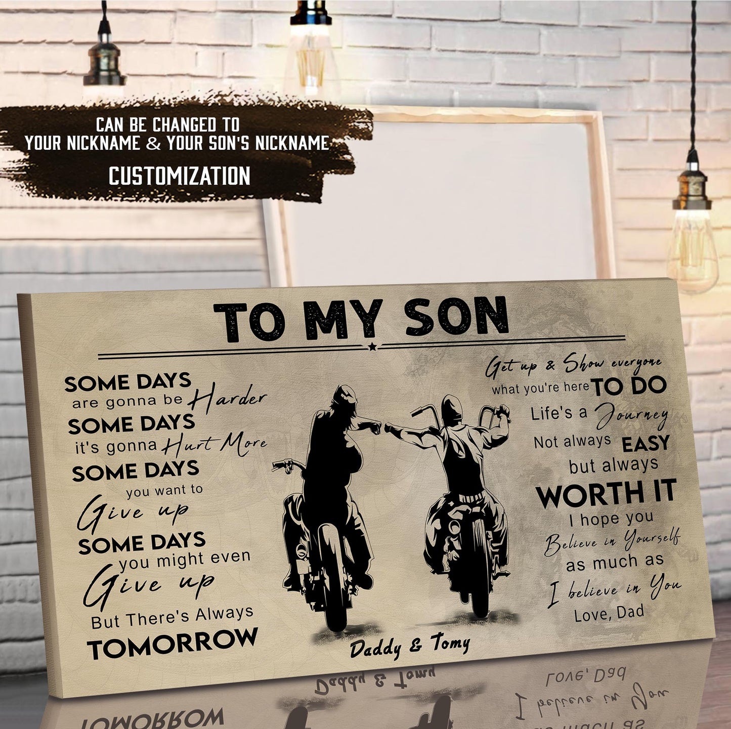 (CV41) TO MY DAD- SON- DRAGON BALL - GOKU - VIKING - BIKER- PICOLO- CANVAS POSTER