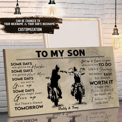 (CV41) TO MY DAD- SON- DRAGON BALL - GOKU - VIKING - BIKER- PICOLO- CANVAS POSTER