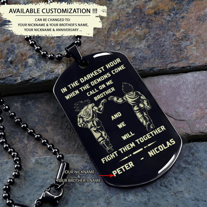 BR2 -Call on me Brother - Dragon ball - Goku - Vegeta- Soldier - Naruto - Engraved Dog Necklace All Style