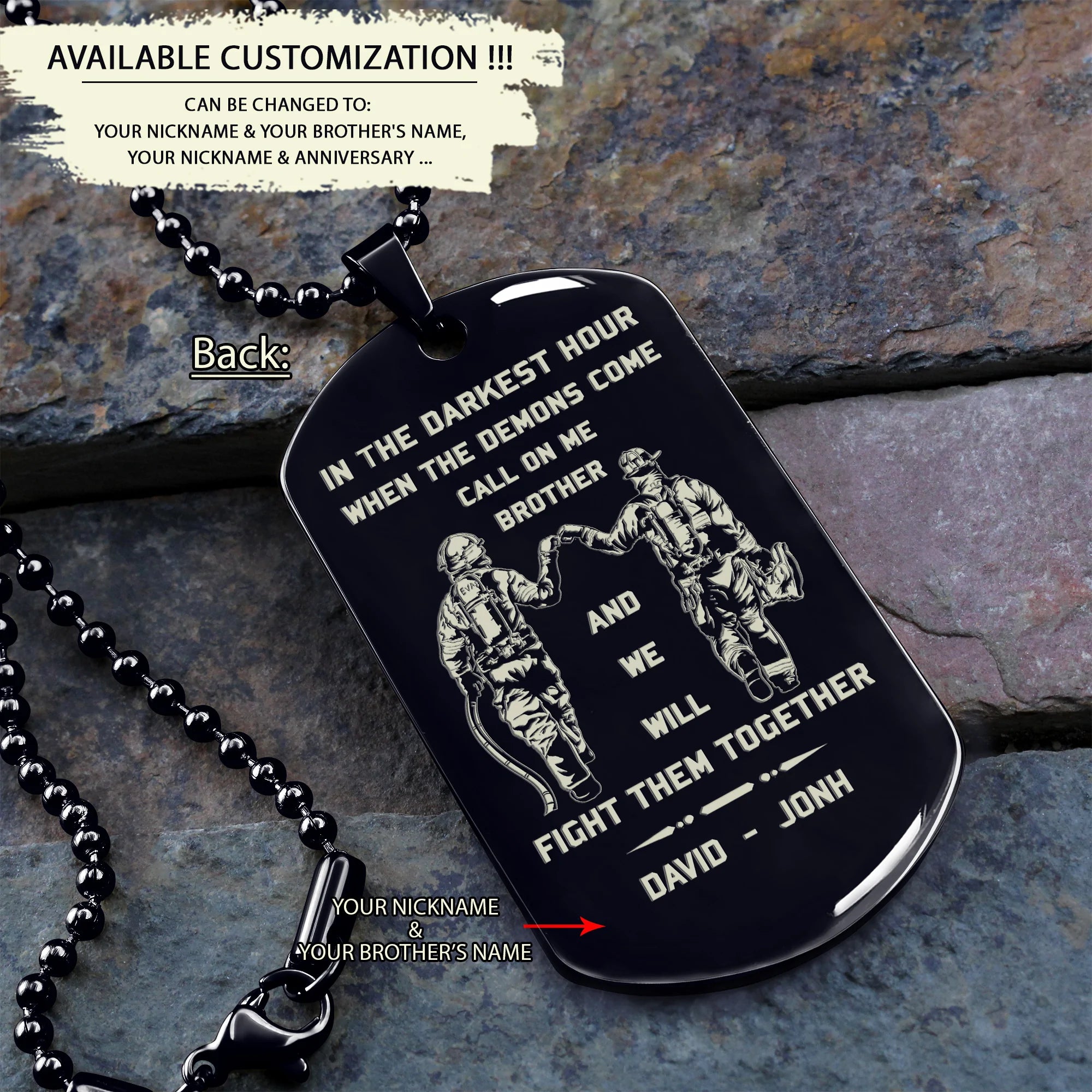 BR8-Call on me Brother - Brother Forever -Dragon ball Goku Vegeta - Soldier -Engraved Dog Tag Two side All Style