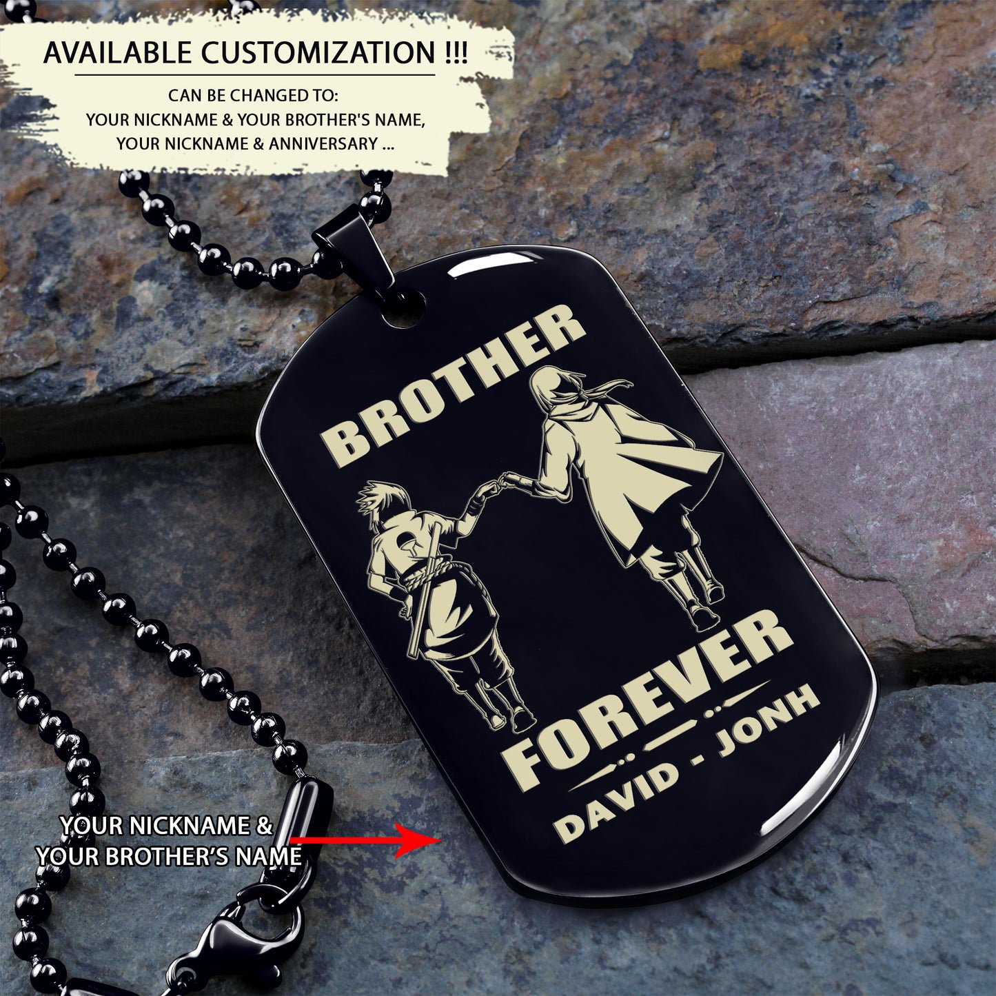 Call on me Brother BR3 - Brother Forever - Dragon ball Goku Vegeta - Soldier -Engraved Dog Tag Two Side