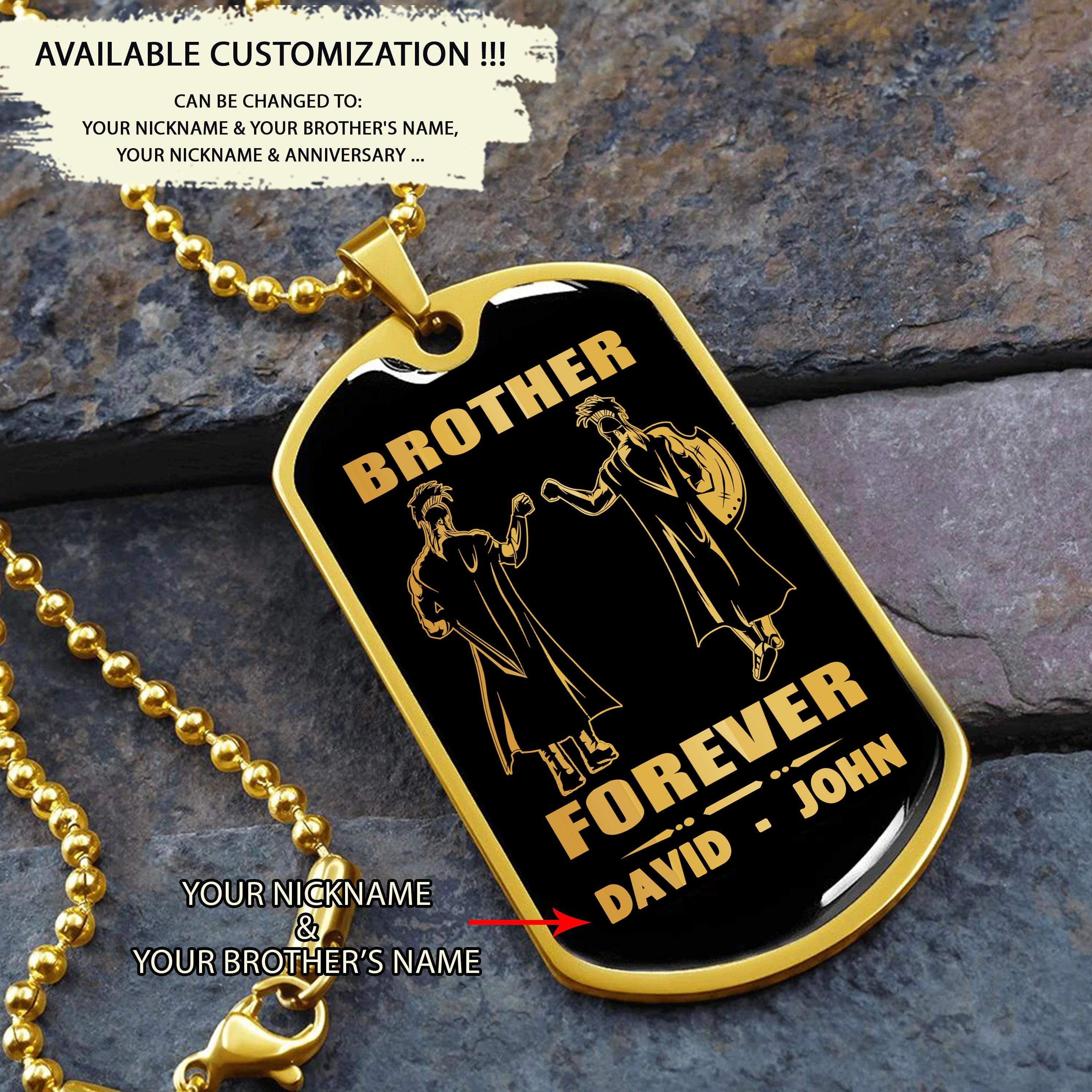 BR9A Call on me Brother - Dragon ball Goku Vegeta - Soldier - Engraved Dog Tag 18K Dog Tag Necklace gold all style