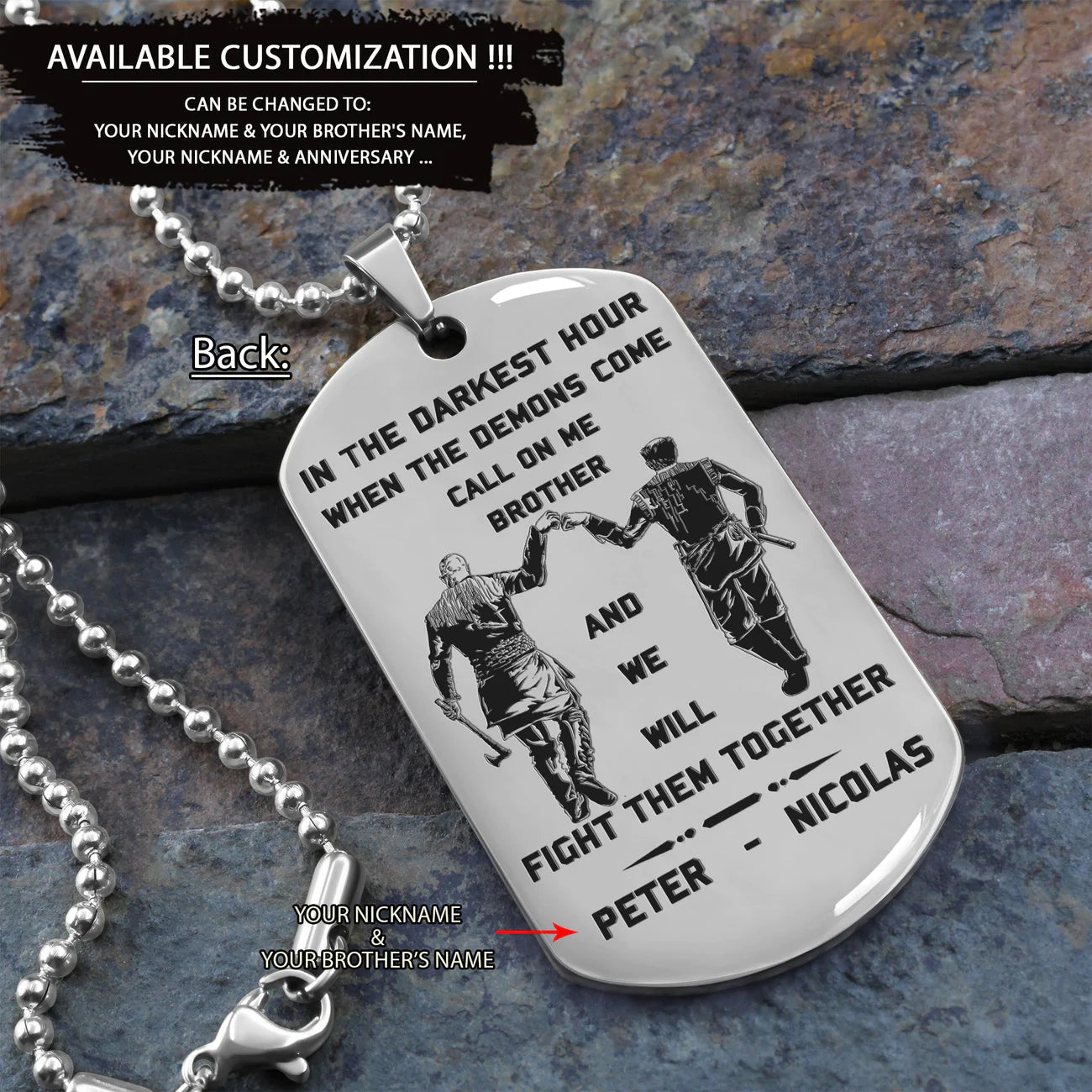 BR8-Call on me Brother - Brother Forever -Dragon ball Goku Vegeta - Soldier -Engraved Dog Tag Two side All Style