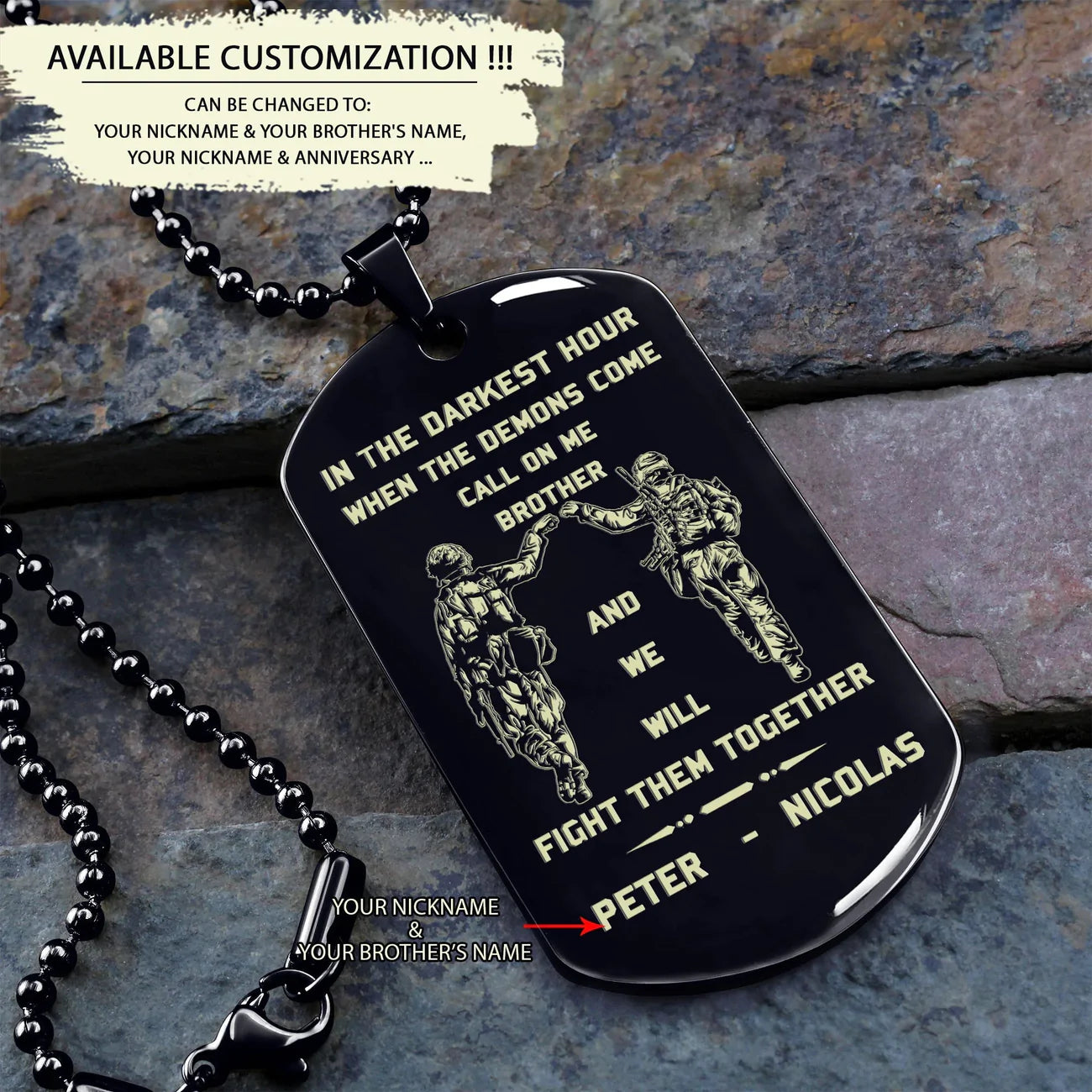 BR2 -Call on me Brother - Dragon ball - Goku - Vegeta- Soldier - Naruto - Engraved Dog Necklace All Style