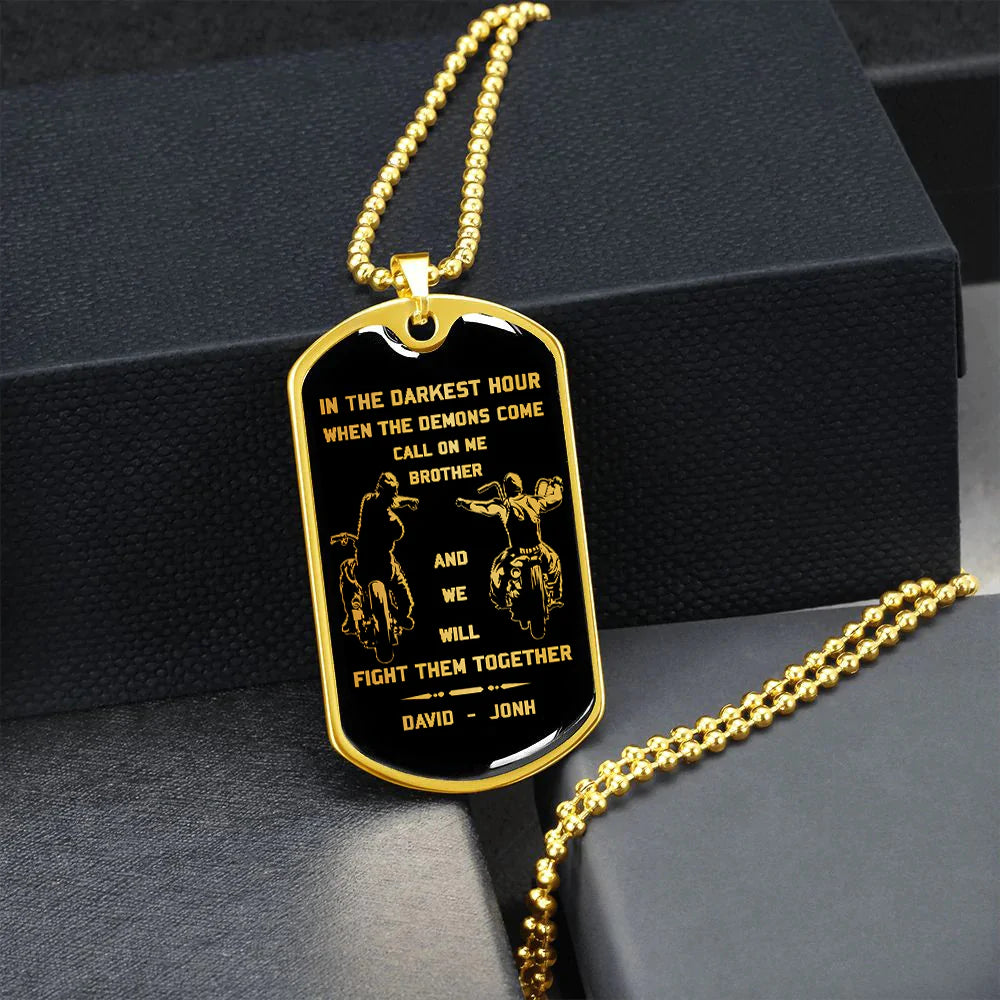 SD Call on me Brother Engraved Dog Tag 18K gold all style