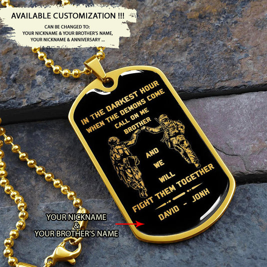 SD Call on me Brother Engraved Dog Tag 18K gold all style