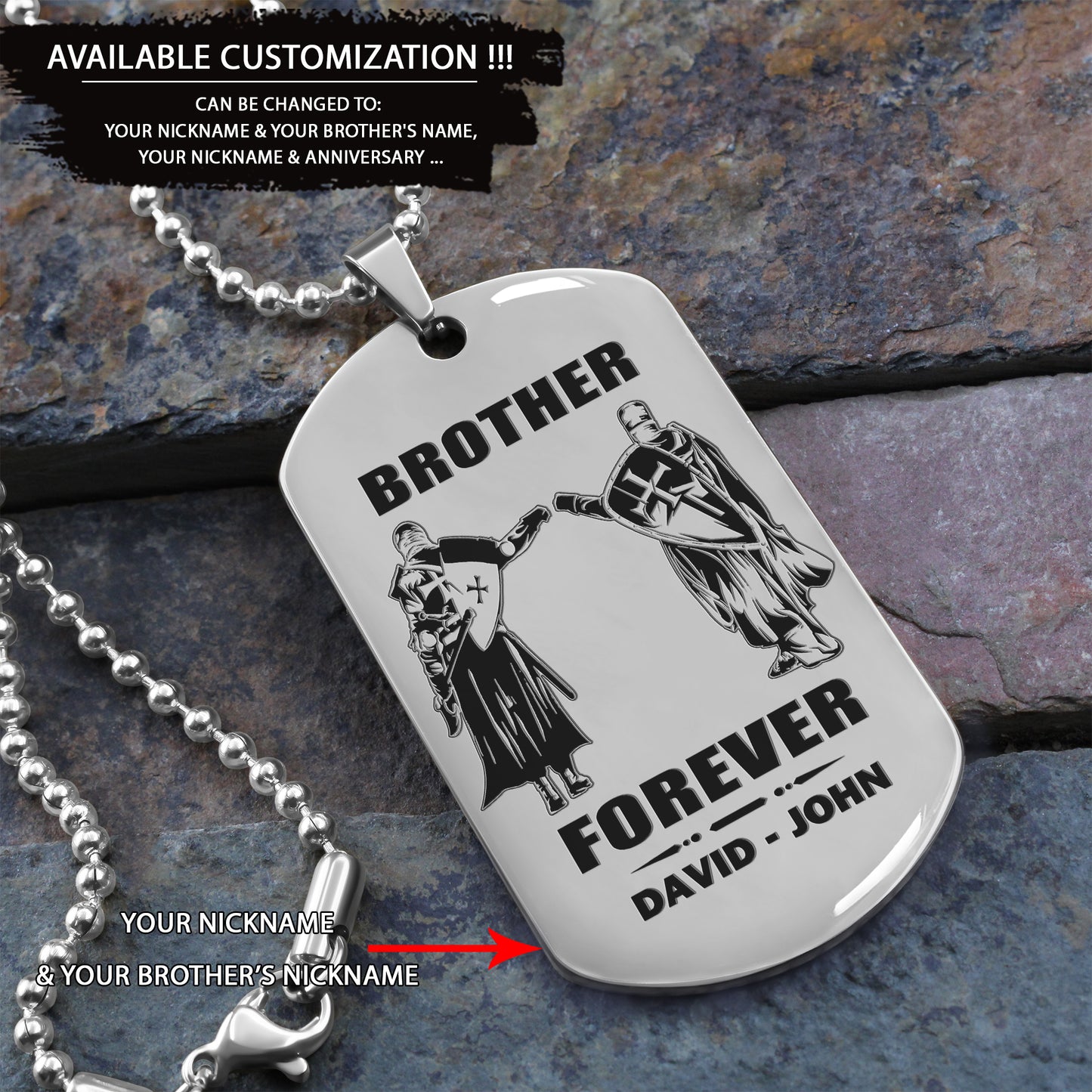 Call on me Brother BR3 - Brother Forever - Dragon ball Goku Vegeta - Soldier -Engraved Dog Tag Two Side
