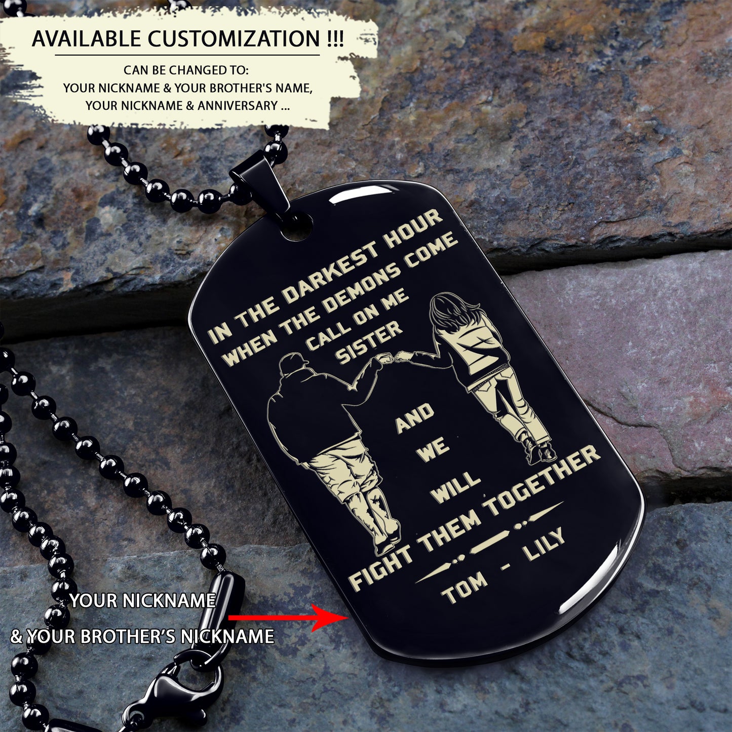 BR2 -Call on me Brother - Dragon ball - Goku - Vegeta- Soldier - Naruto - Engraved Dog Necklace All Style
