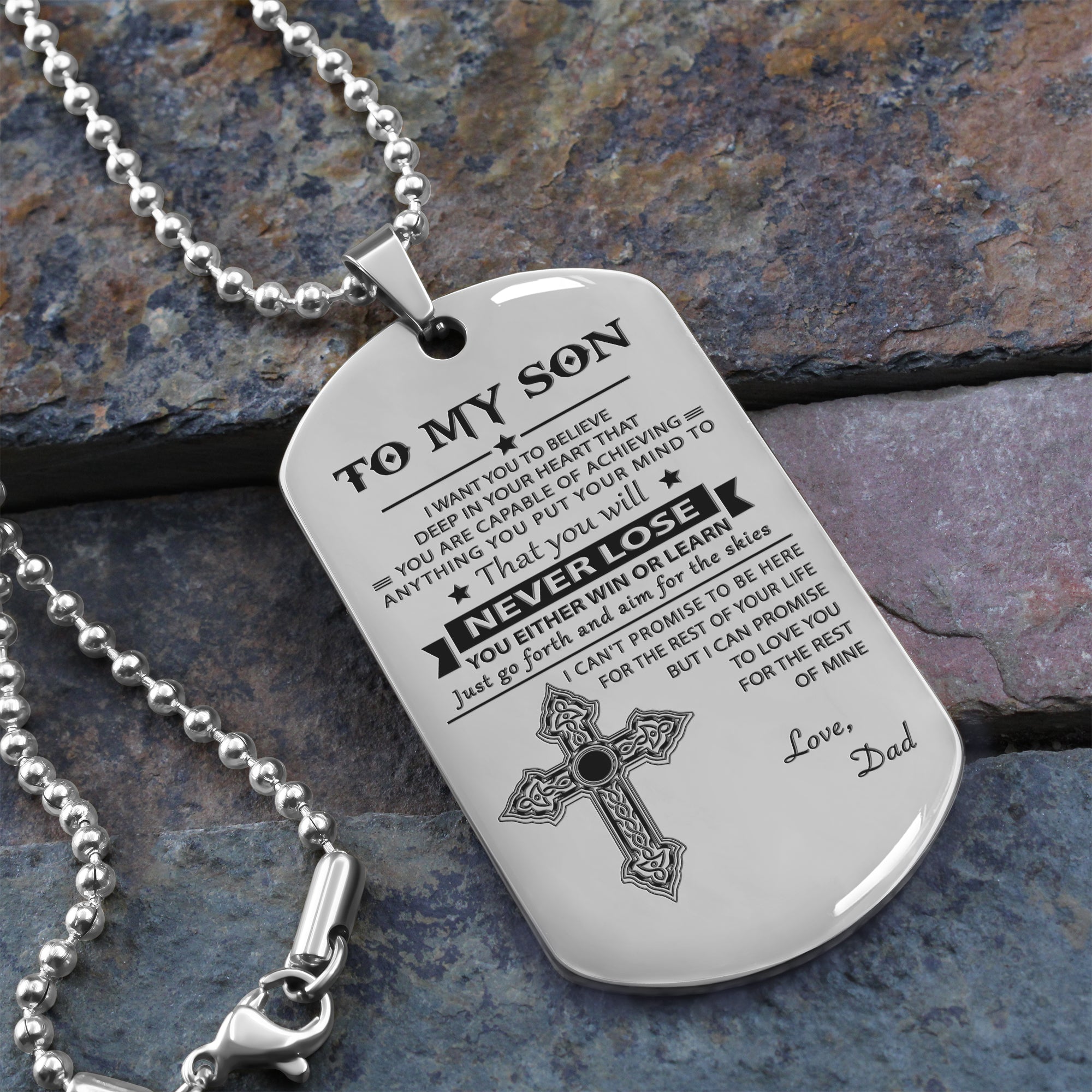 To My Son-Never Lose - Dragon ball - Goku Vegeta- Soldier - Engraved Dog Tag All Style