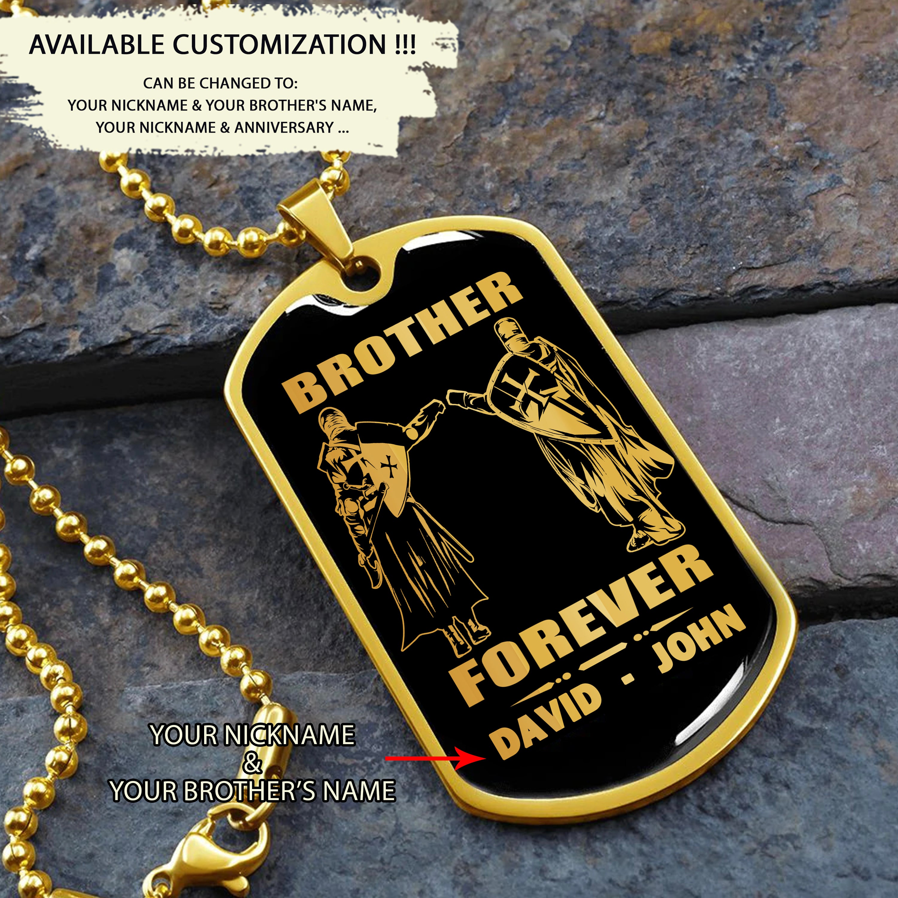 BR9A Call on me Brother - Dragon ball Goku Vegeta - Soldier - Engraved Dog Tag 18K Dog Tag Necklace gold all style