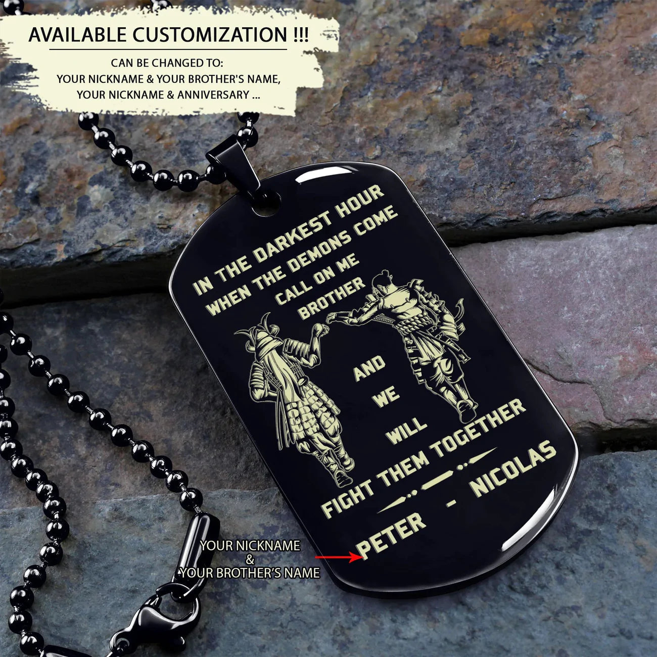 BR8-Call on me Brother - Brother Forever -Dragon ball Goku Vegeta - Soldier -Engraved Dog Tag Two side All Style