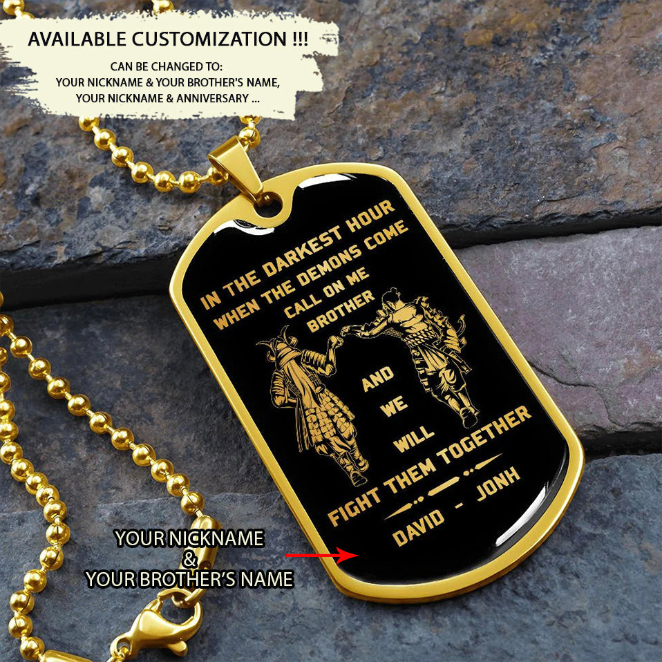 SD Call on me Brother Engraved Dog Tag 18K gold all style