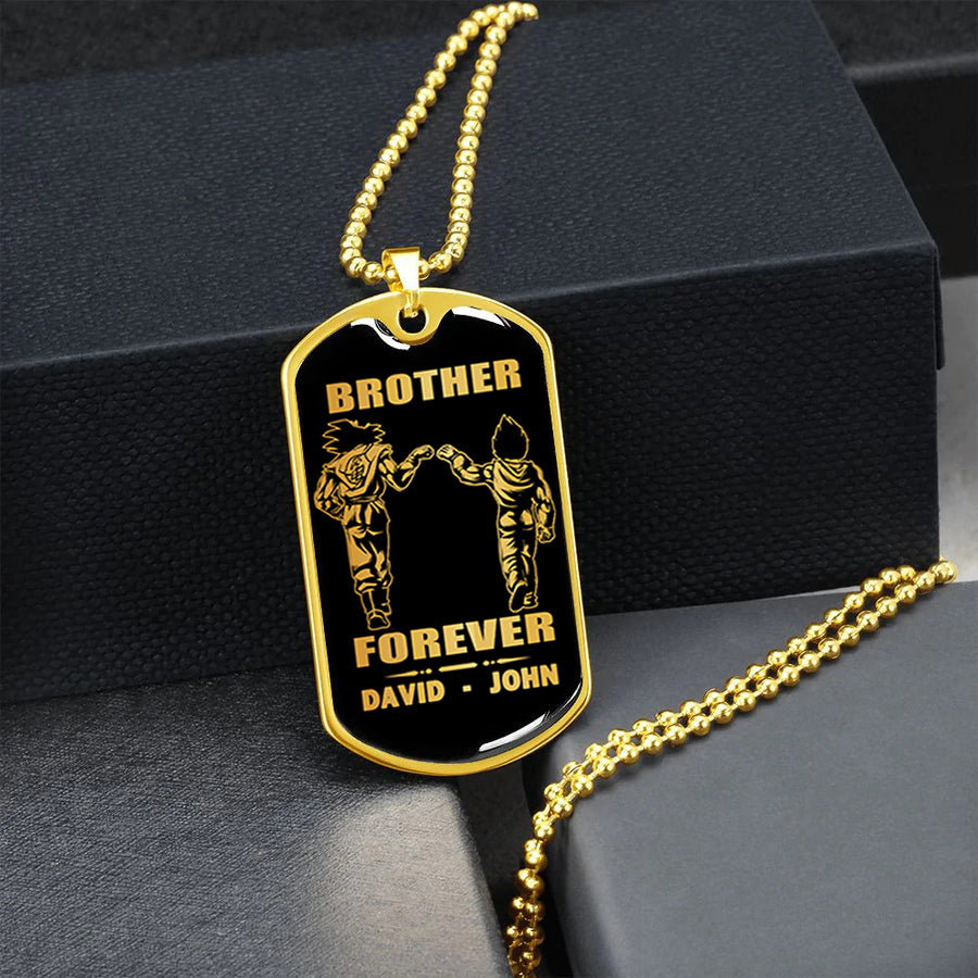 Dog Tag Gift for Brother my Brother Dog Tag Songoku & Vegeta Military  Chain-D304