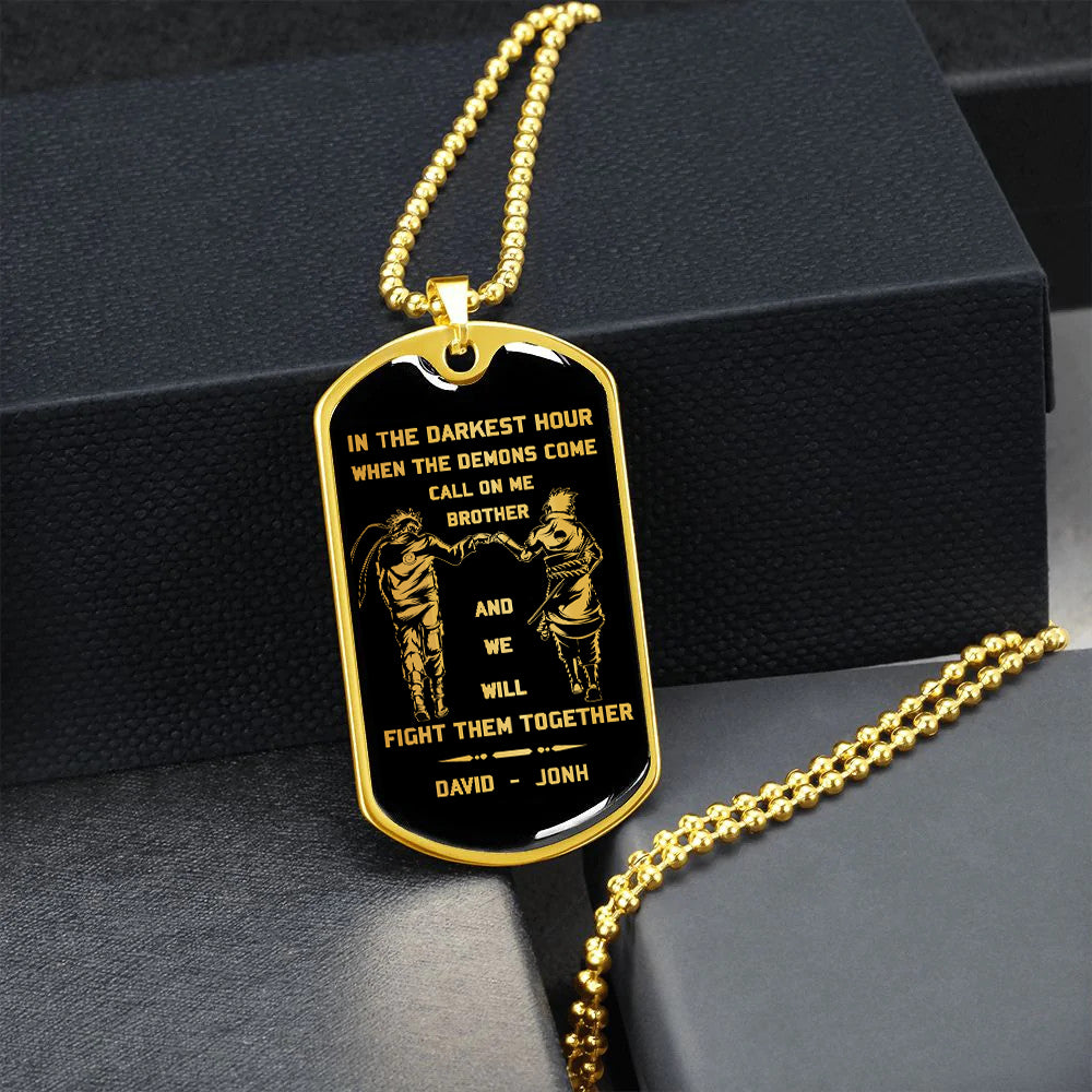 SD Call on me Brother Engraved Dog Tag 18K gold all style