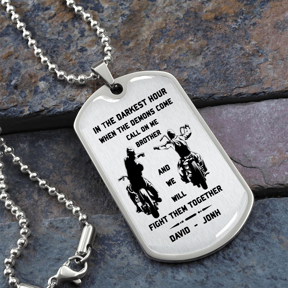 SD Call on me Brother Engraved Dog Tag 18K gold all style