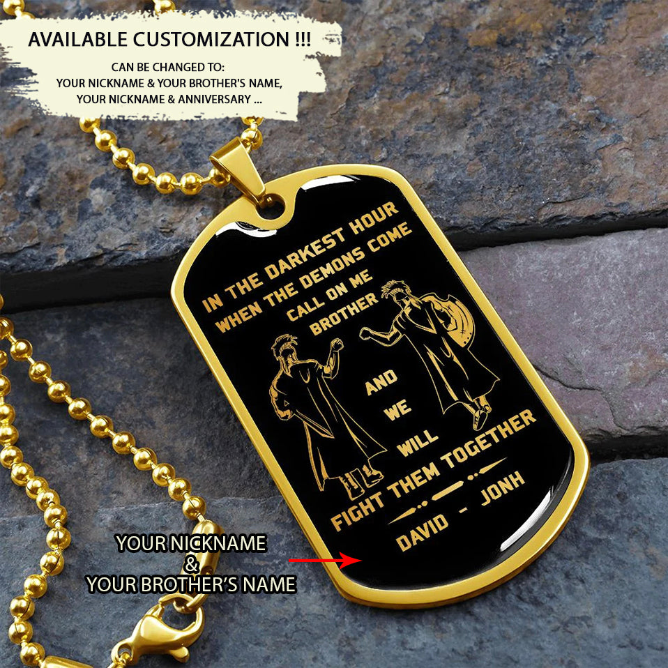 SD Call on me Brother Engraved Dog Tag 18K gold all style