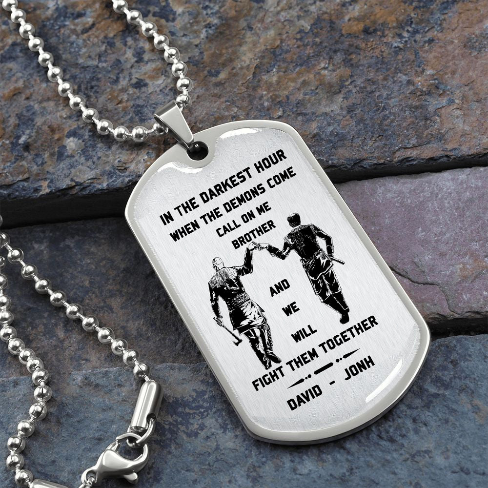 SD Call on me Brother Engraved Dog Tag 18K gold all style