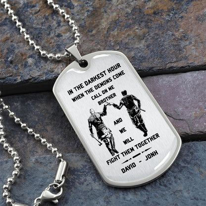 SD Call on me Brother Engraved Dog Tag 18K gold all style