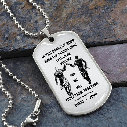 Call on me Brother - Dragon ball Goku Vegeta - Soldier - Engraved Dog Tag 18K Dog Tag Necklace gold all style