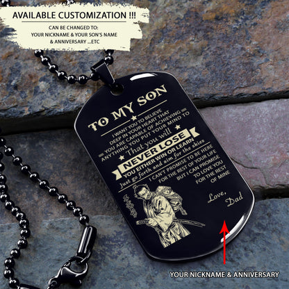 To My Son-Never Lose - Dragon ball - Goku Vegeta- Soldier - Engraved Dog Tag All Style