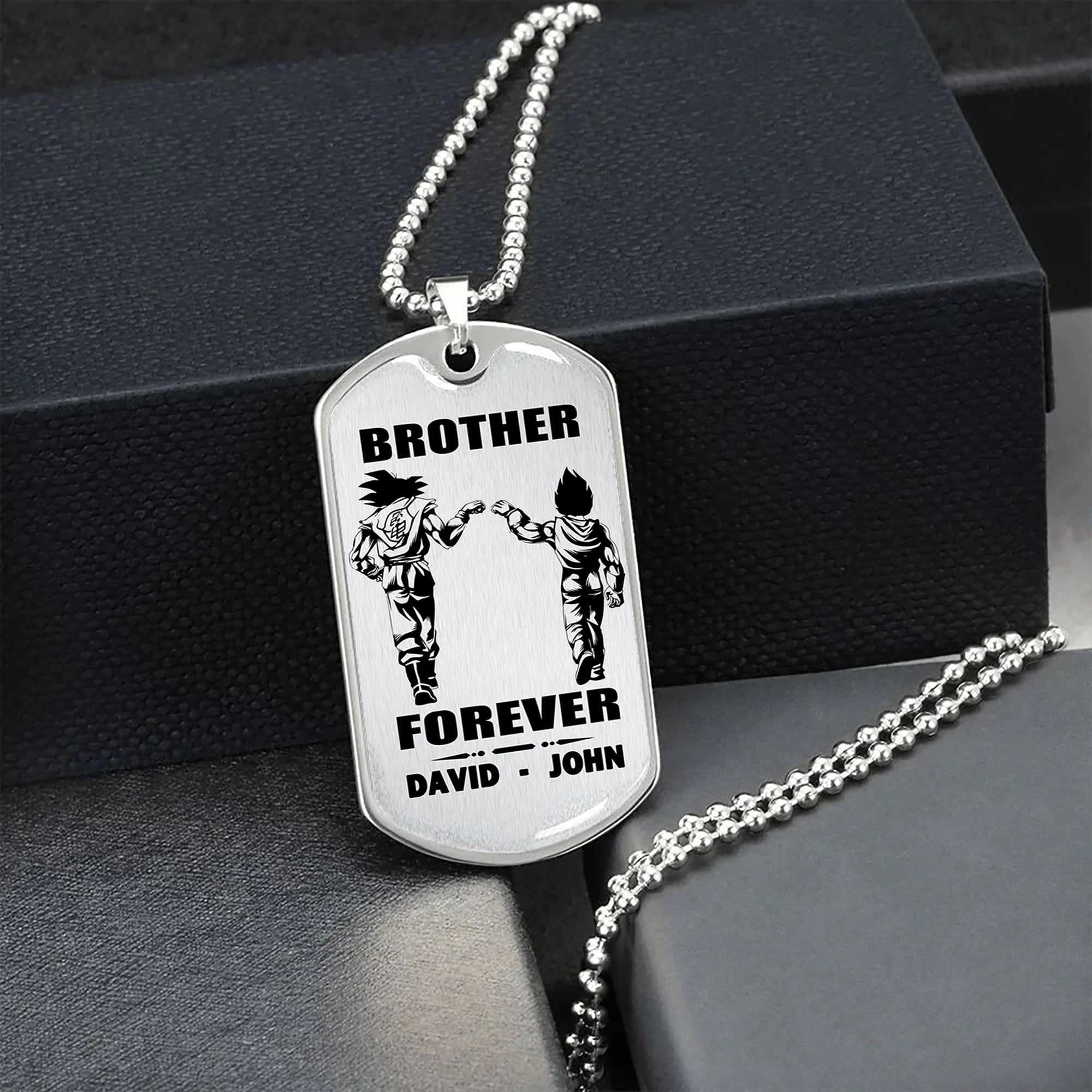 BR9A Call on me Brother - Dragon ball Goku Vegeta - Soldier - Engraved Dog Tag 18K Dog Tag Necklace gold all style