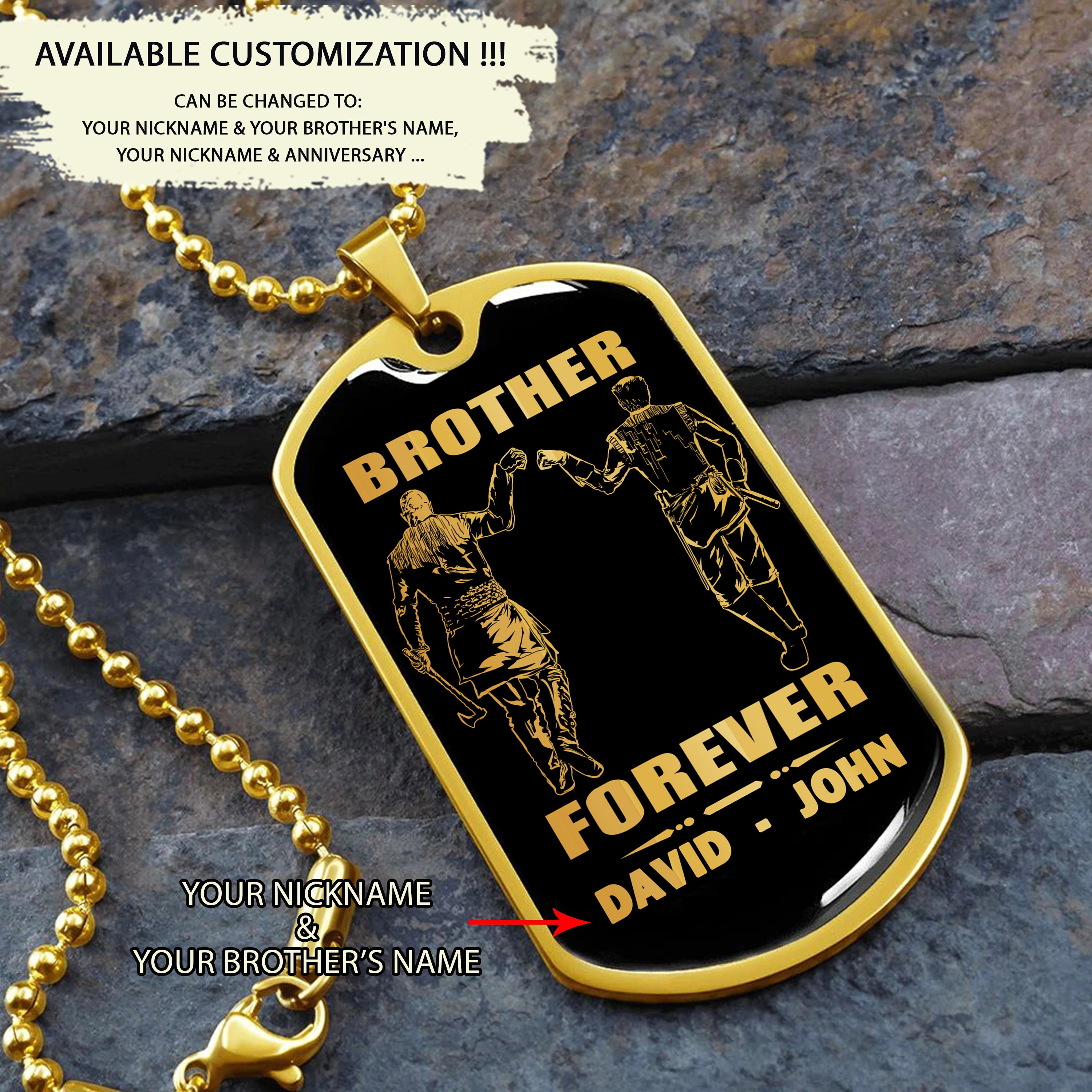 BR9A Call on me Brother - Dragon ball Goku Vegeta - Soldier - Engraved Dog Tag 18K Dog Tag Necklace gold all style