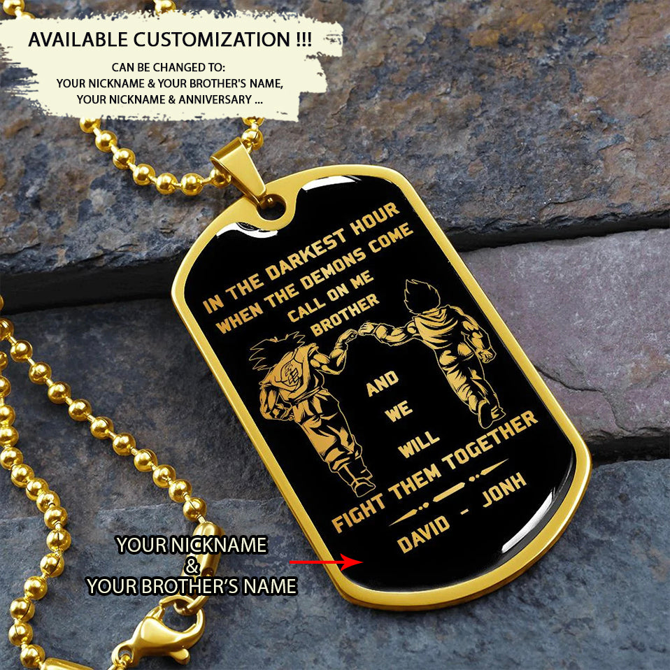 SD Call on me Brother Engraved Dog Tag 18K gold all style