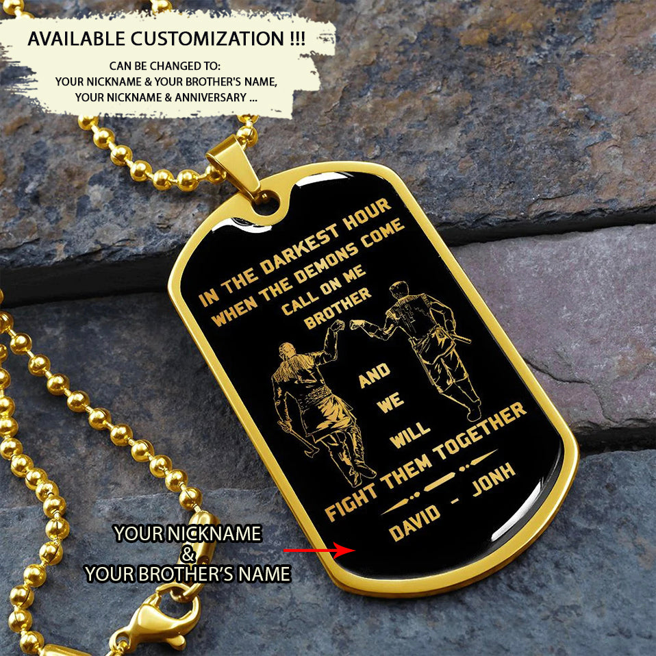 SD Call on me Brother Engraved Dog Tag 18K gold all style