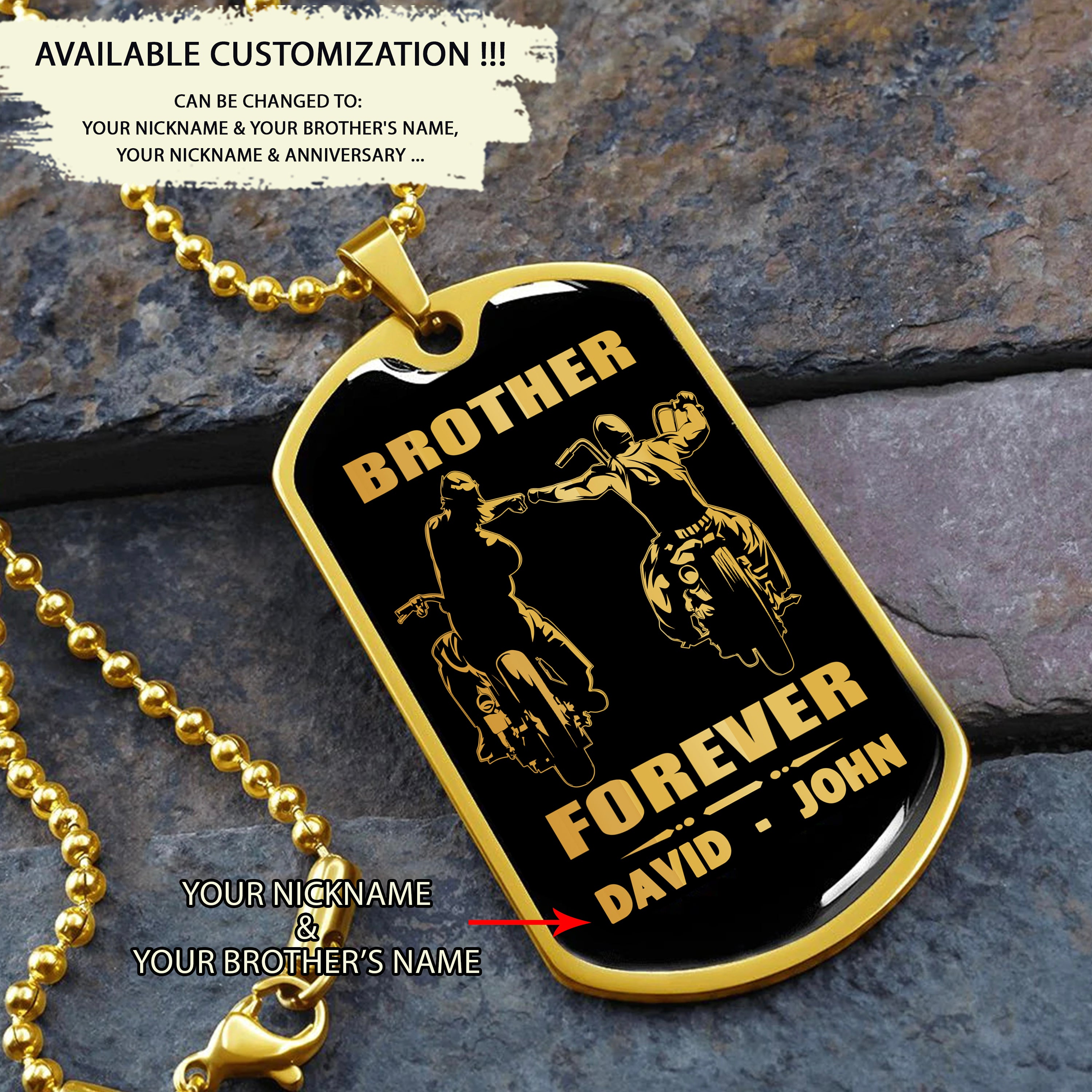 BR9A Call on me Brother - Dragon ball Goku Vegeta - Soldier - Engraved Dog Tag 18K Dog Tag Necklace gold all style