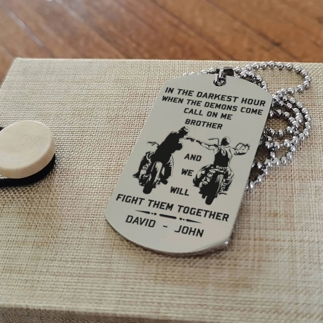 SOLDIER Call on me Brother Engraved Customizable Dog Tag