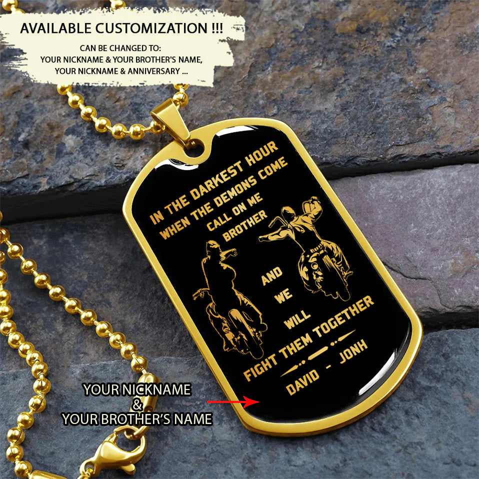 SD Call on me Brother Engraved Dog Tag 18K gold all style