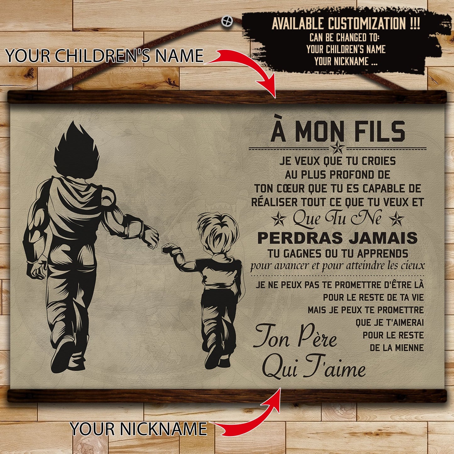 DR052 - Dad To Son - Vegeta And Truck - French - Horizontal Poster - Horizontal Canvas - Dragon Ball Poster