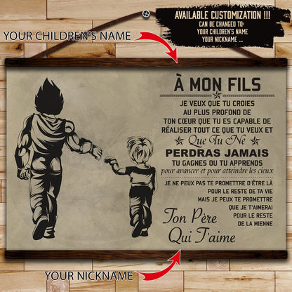 DR052 - Dad To Son - Vegeta And Truck - French - Horizontal Poster - Horizontal Canvas - Dragon Ball Poster