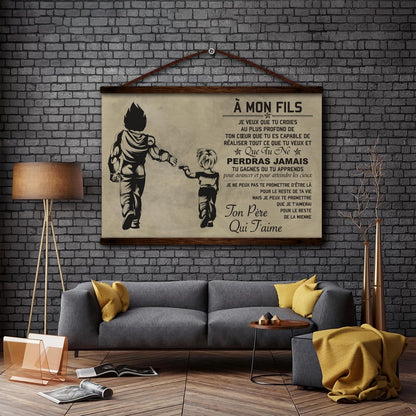 DR052 - Dad To Son - Vegeta And Truck - French - Horizontal Poster - Horizontal Canvas - Dragon Ball Poster