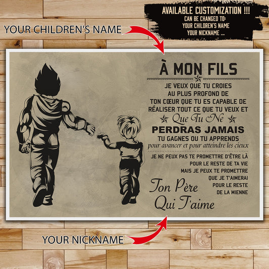 DR052 - Dad To Son - Vegeta And Truck - French - Horizontal Poster - Horizontal Canvas - Dragon Ball Poster