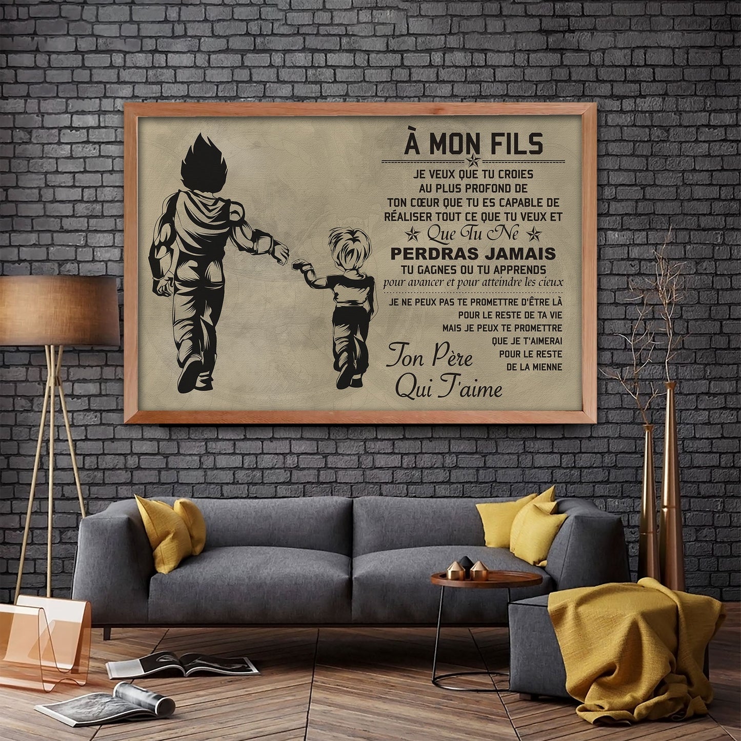 DR052 - Dad To Son - Vegeta And Truck - French - Horizontal Poster - Horizontal Canvas - Dragon Ball Poster