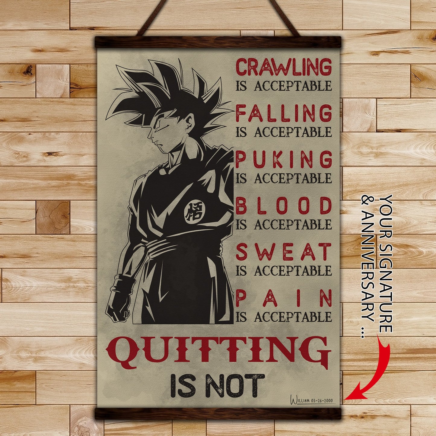 DR055 - Quitting Is Not - Goku - Vertical Poster - Vertical Canvas - Dragon Ball Poster
