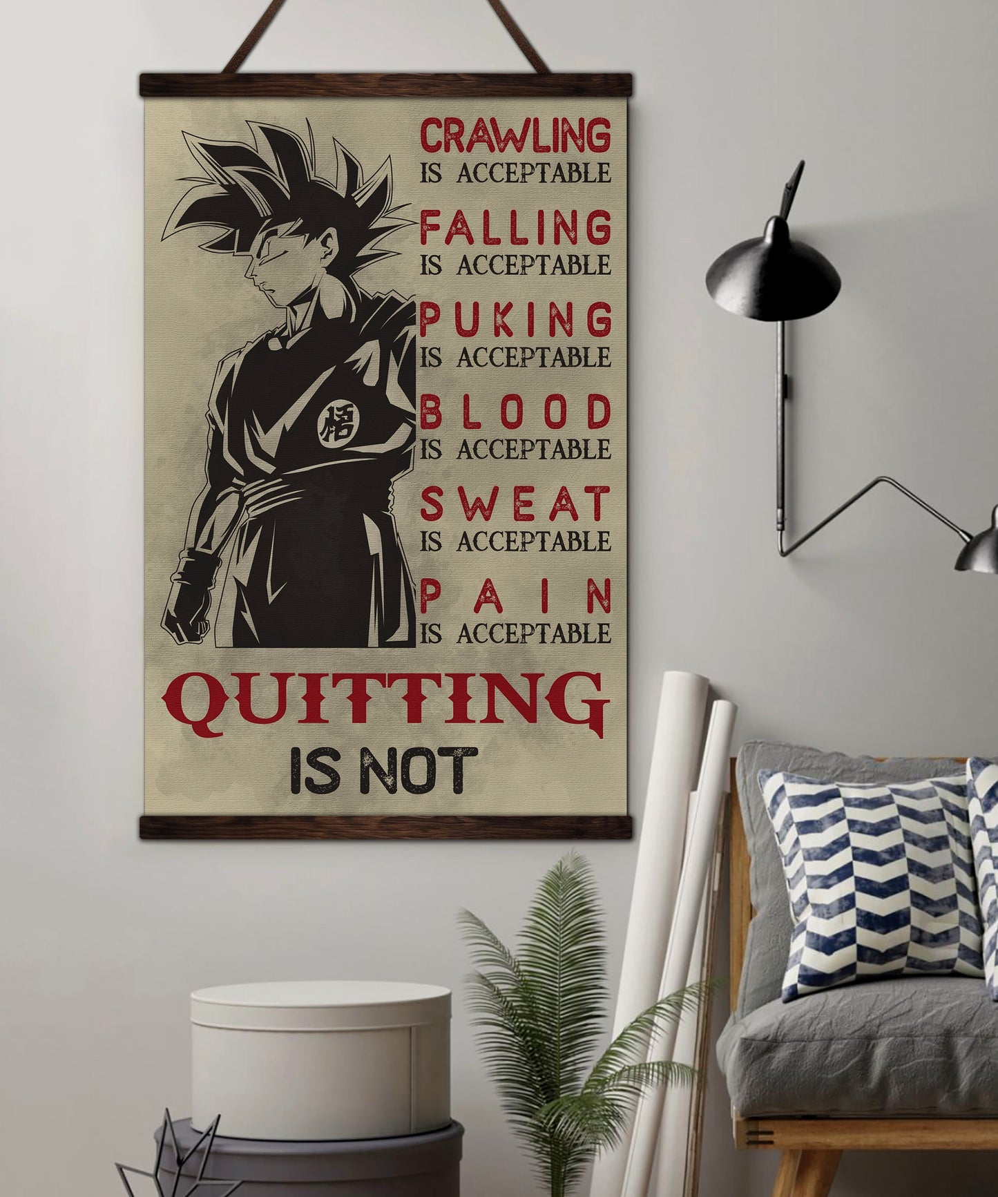 DR055 - Quitting Is Not - Goku - Vertical Poster - Vertical Canvas - Dragon Ball Poster