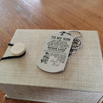 DRD020 - To My Son - Never Lose - English - Goku - Gohan - Goten - Dragon Ball - Engrave Silver Dog Tag