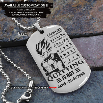 DRD025 - Call On Me Brother - Quitting Is Not - Goku - Vegeta - Dragon Ball - Engrave Double Silver Dog Tag
